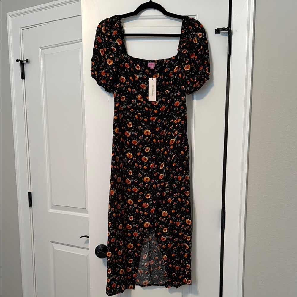 Francesca’s Floral Black Dress